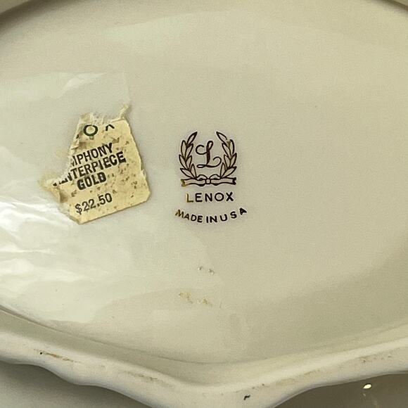 Lenox Symphony Scalloped Oval Centerpiece Serving Bowl 24K Gold Trim USA - Picture 7 of 12